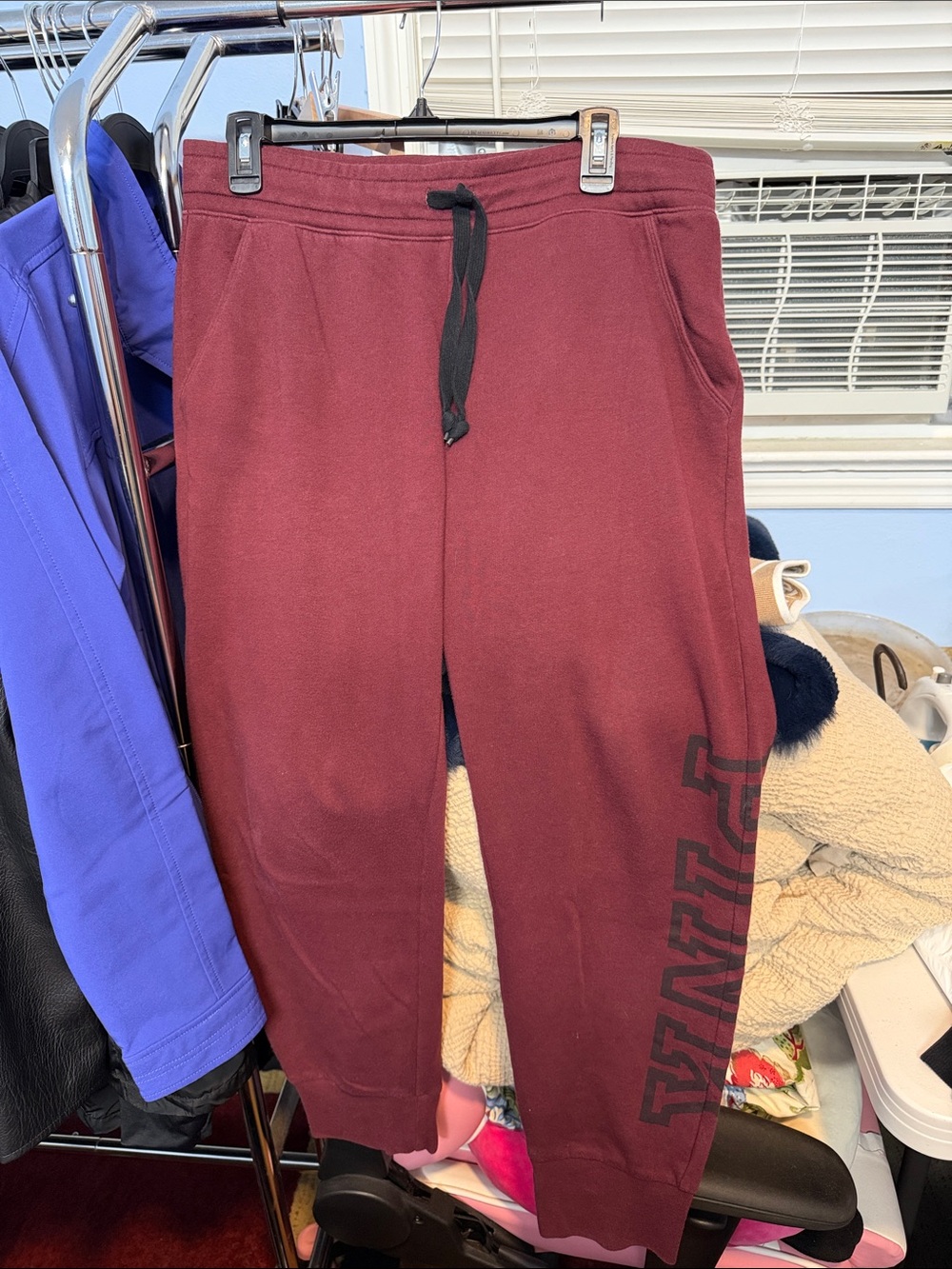 Victoria's Secret Burgundy Sweatpants with Black Drawstring